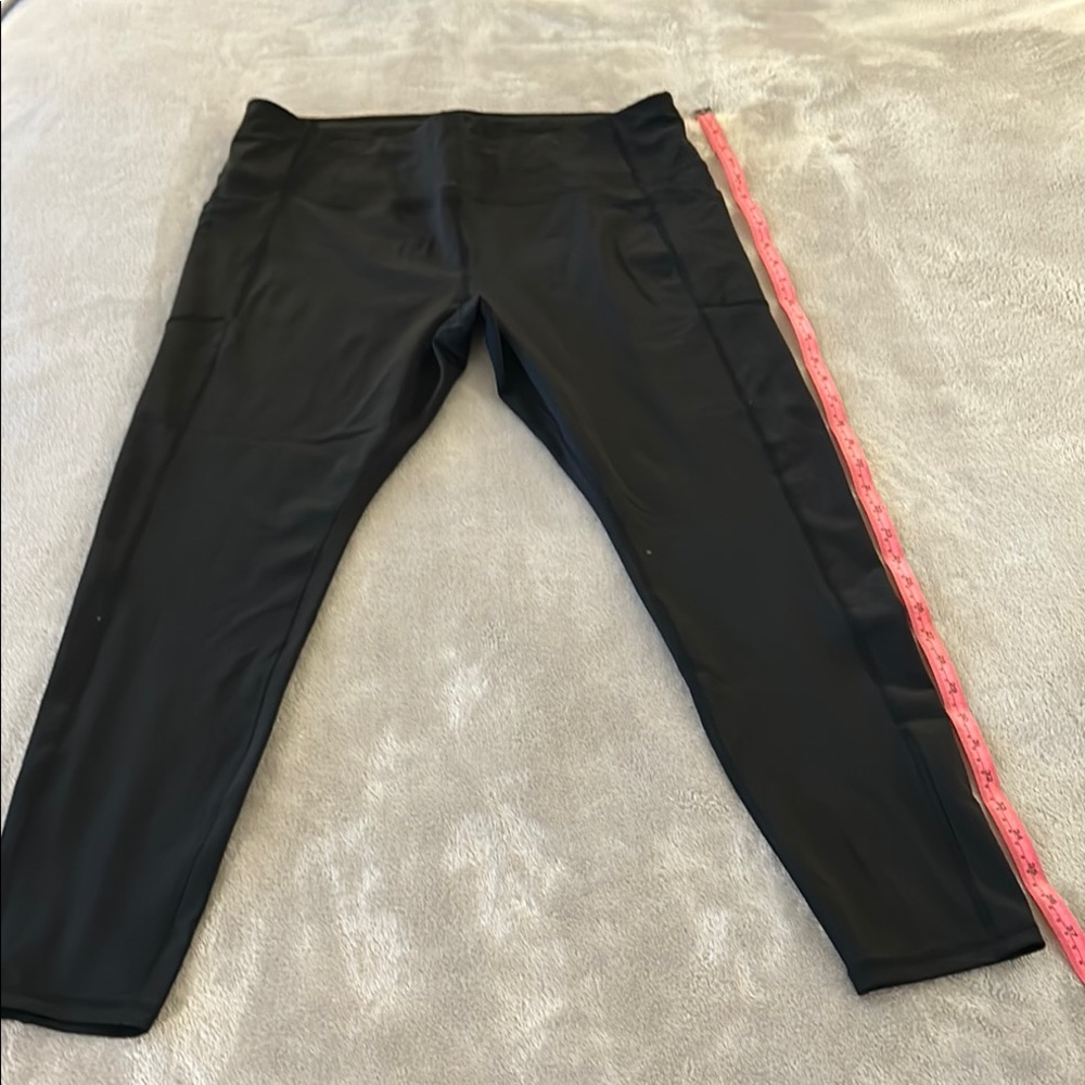 Avia Black Leggings with Red Stripe